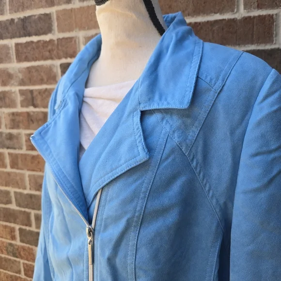 Allison Daley Blue Vegan Suede Jacket - Picture 3 of 13